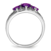 14k White Gold Amethyst and Diamond Heart Ring